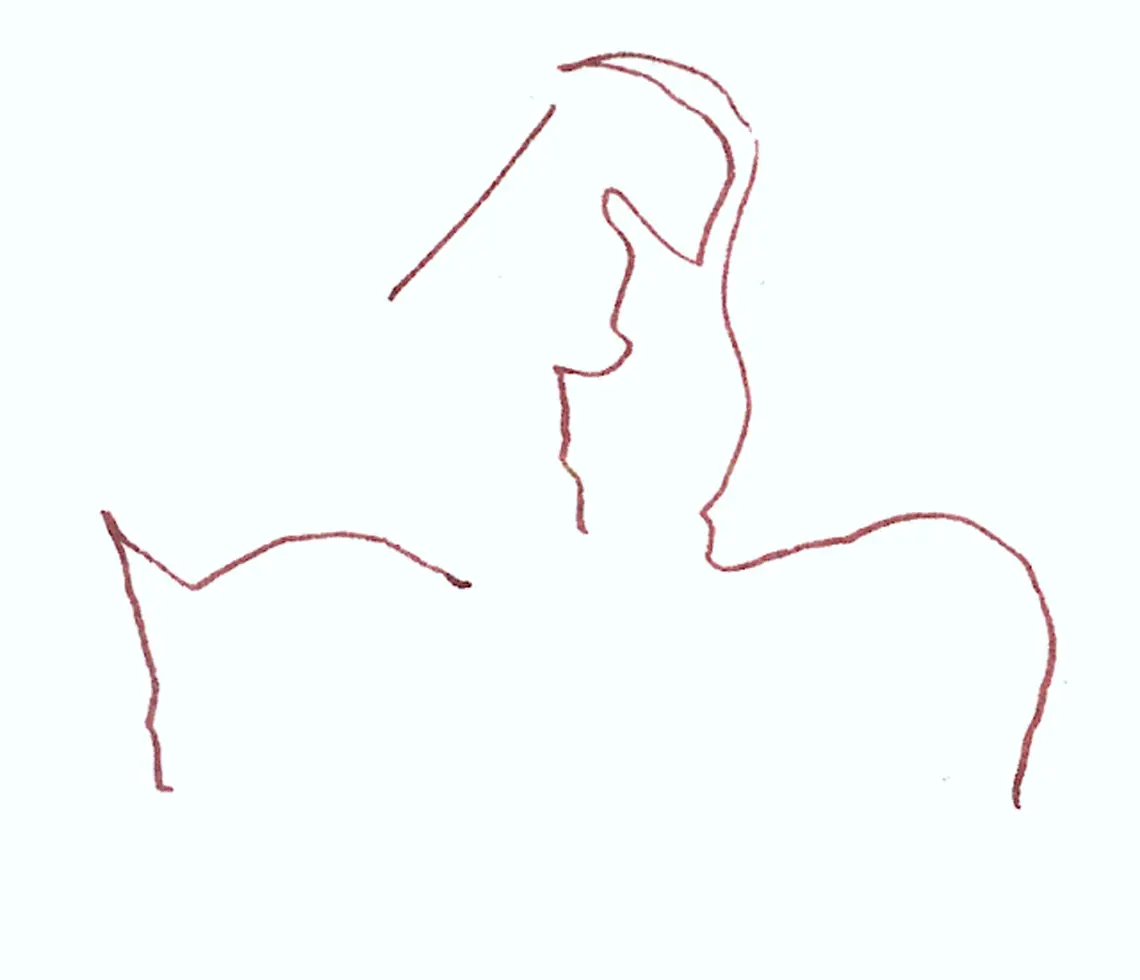 Dessin à la plume brune, lors d'une corrida. On y voit le picador à cheval, pointer sa pique vers le bas. L'intensité du spectacle commande l'exécution nécessairement très rapide du dessin.